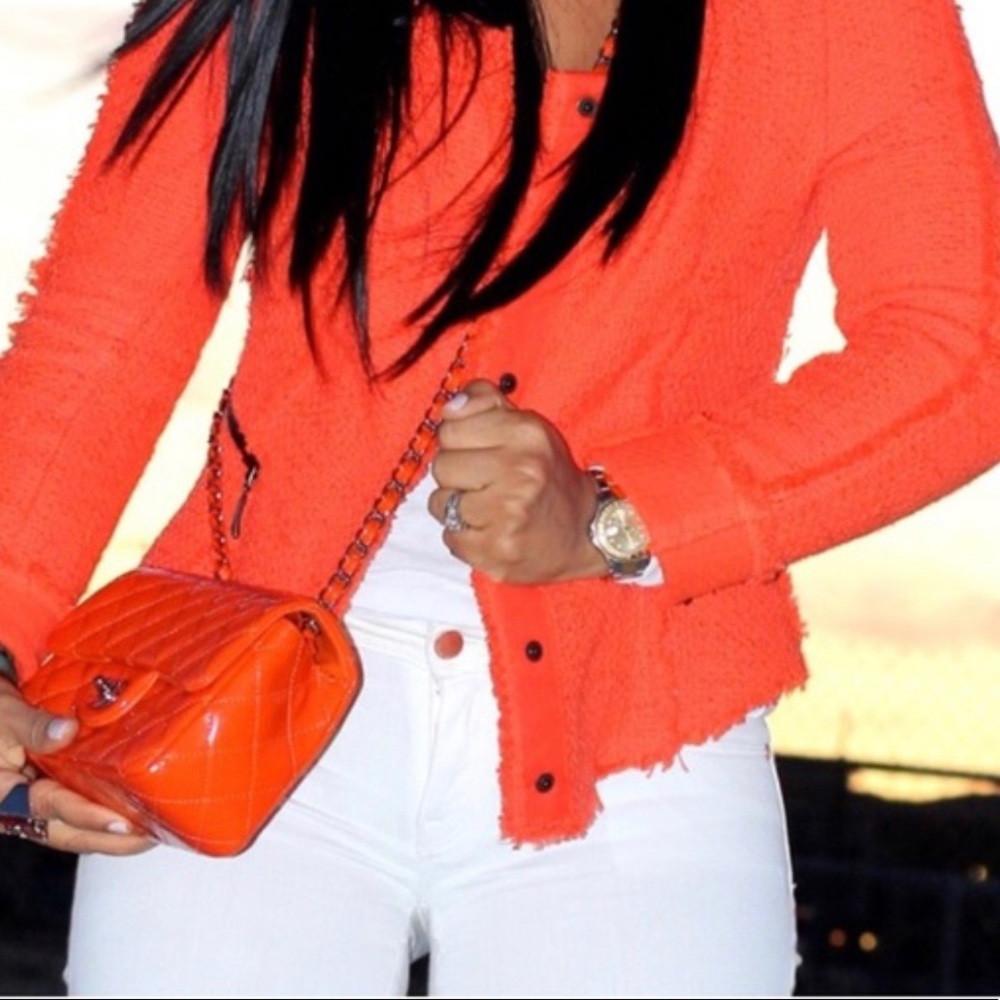 Orange tweed Zara Basics blazer